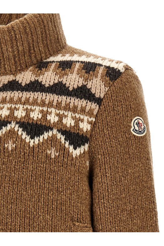 Geometric bouclé cardigan Brown