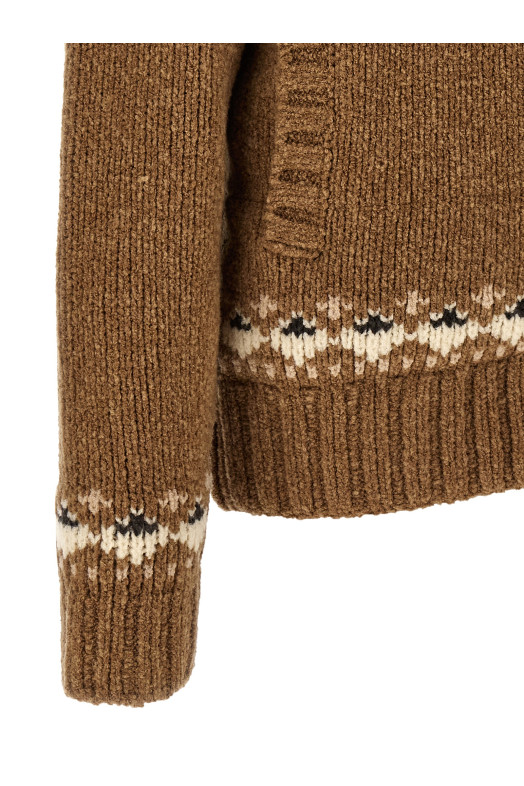 Geometric bouclé cardigan Brown