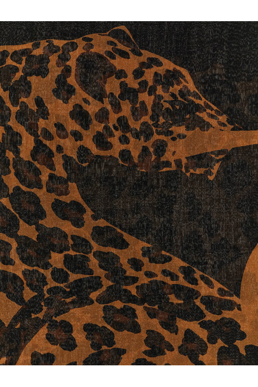 'Cassandre' scarf with leopard pattern Black