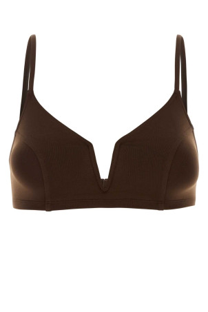 Brown stretch nylon Ã‰lancÃ©e bikini top ERES (032630)