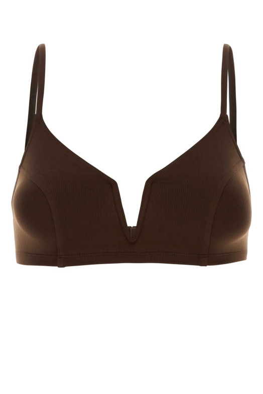 Brown stretch nylon Ã‰lancÃ©e bikini top ERES (032630)