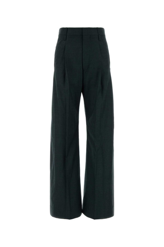 Bottle green wool Ethel palazzo pant VICTORIA BECKHAM (1426WTR007113B)