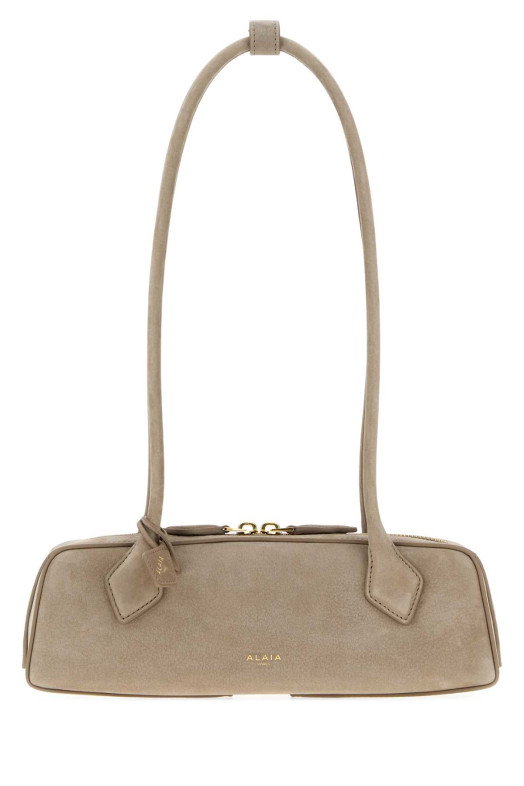 Dove grey nabuk Teckel shoulder bag ALAIA (AA1S06029CA214)