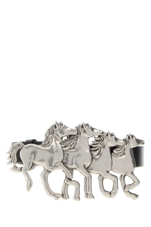 Black leather ChloÃ© Running Horses belt CHLOE (CH26WBB07CWL)
