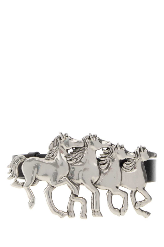 Black leather ChloÃ© Running Horses belt CHLOE (CH26WBB07CWL)