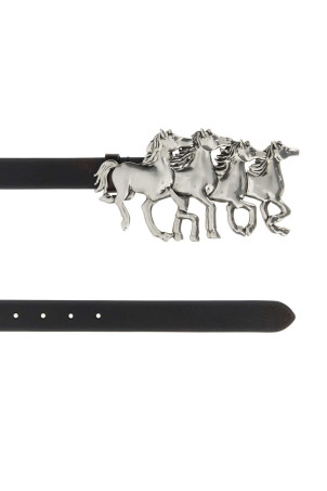 Black leather ChloÃ© Running Horses belt CHLOE (CH26WBB07CWL)