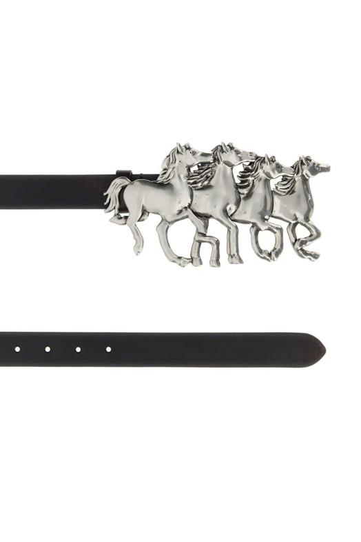 Black leather ChloÃ© Running Horses belt CHLOE (CH26WBB07CWL)
