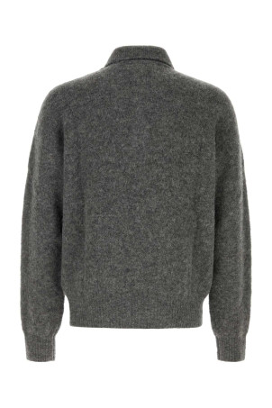 Dark grey stretch alpaca blend polo shirt AMI (HPL405KN0021)