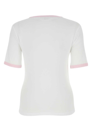 White stretch lyocell t-shirt Blue GANNI (T3353)