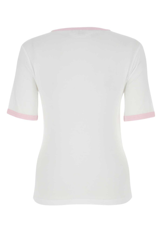 White stretch lyocell t-shirt Blue GANNI (T3353)