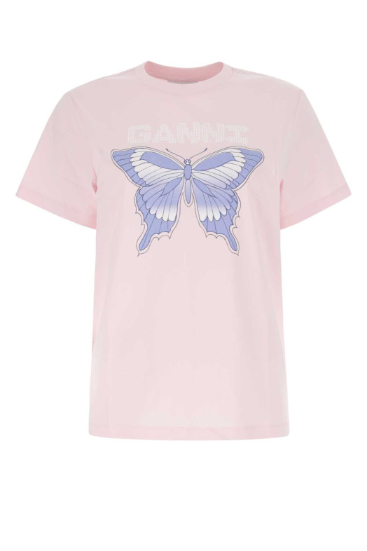 Light pink stretch lyocell t-shirt GANNI (T3357)