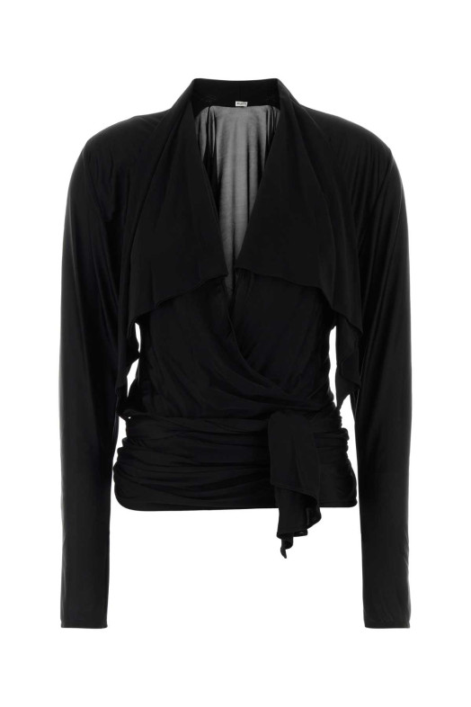 LS OPEN NECK DRAPED VISCOSE JERSEY TOP BALMAIN (TO0000000012)