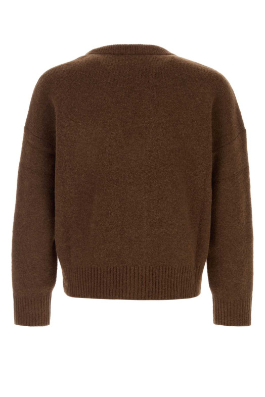 Brown stretch alpaca blend cardigan AMI (UKC365KN0135)