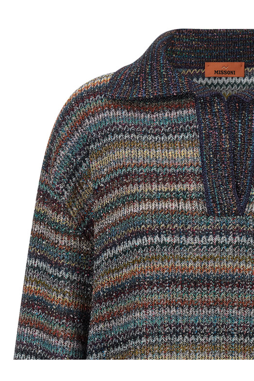 Lamé yarn polo shirt Multicolor