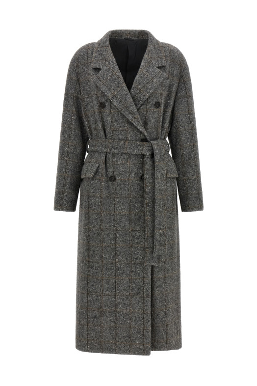 Check tweed coat Gray