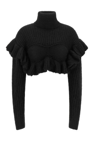 Ruffle sweater Black