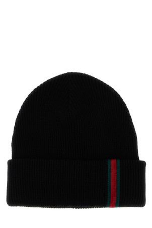 Web detail beanie Black