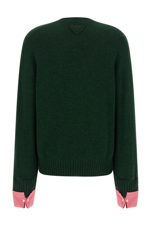 Светр із знімними манжетами, зелений PRADA P24F3VSOOO6339F0422
