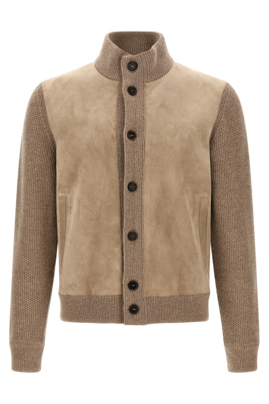 Кардиган с замшевыми вставками, бежевый ZEGNA UIK72A4154N92
