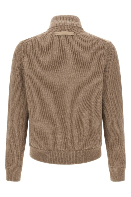 Кардиган с замшевыми вставками, бежевый ZEGNA UIK72A4154N92