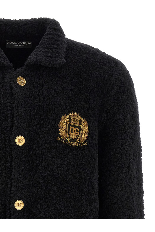 Кардиган с геральдическим гербом, чёрный DOLCE & GABBANA GXVH0ZJGML3N0000