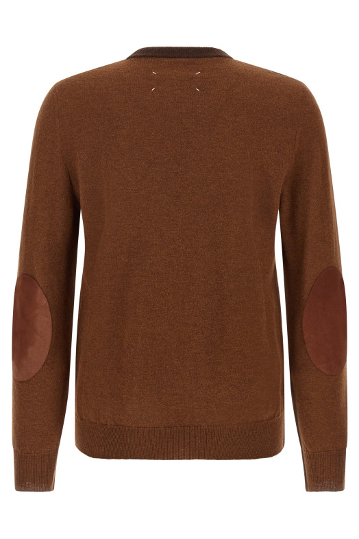 Двухцветный шерстяной свитер коричневого цвета MAISON MARGIELA S67HL0011M13177005F