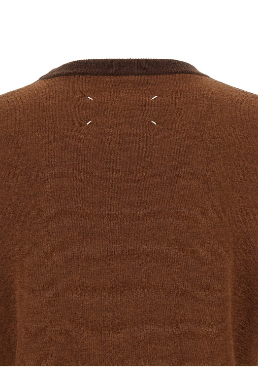 Двухцветный шерстяной свитер коричневого цвета MAISON MARGIELA S67HL0011M13177005F