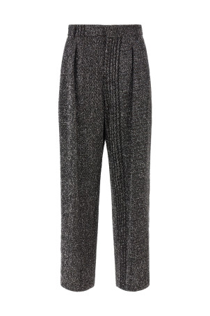 Lamé and sequin yarn pants Black