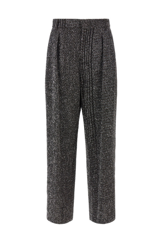 Lamé and sequin yarn pants Black