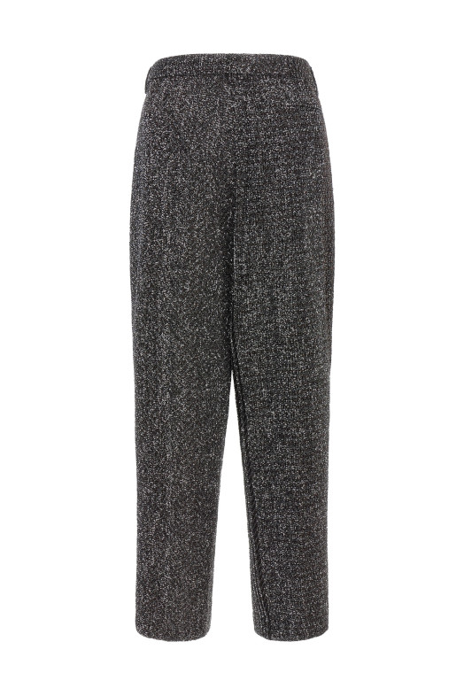 Lamé and sequin yarn pants Black