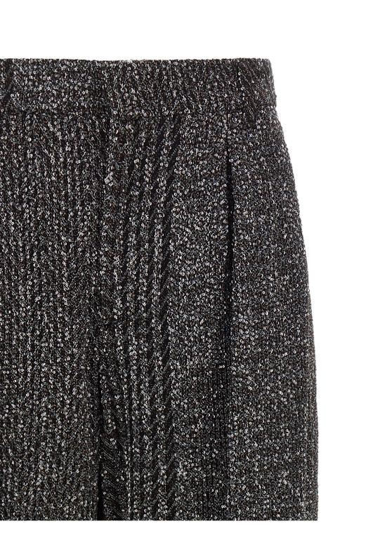 Lamé and sequin yarn pants Black