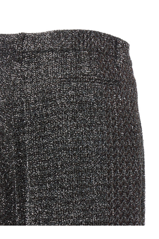 Lamé and sequin yarn pants Black