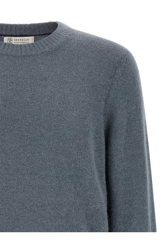 Светр із круглим вирізом, синій BRUNELLO CUCINELLI MTF709900CWQ12