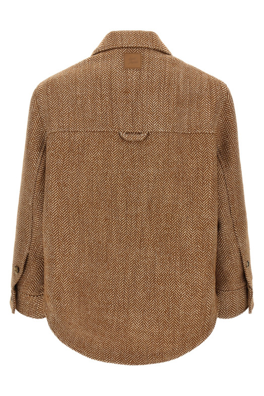 Chevron wool overshirt Brown