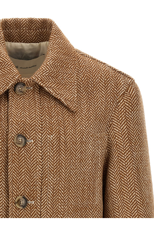 Chevron wool overshirt Brown