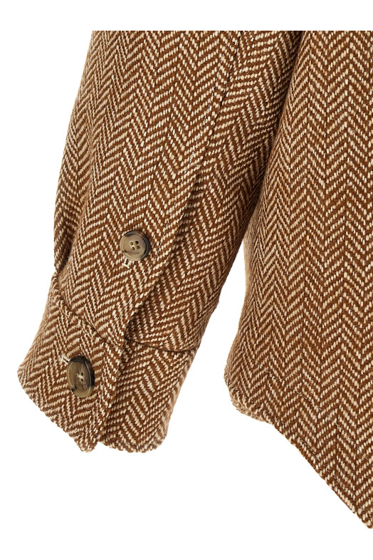 Chevron wool overshirt Brown