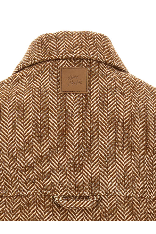 Chevron wool overshirt Brown