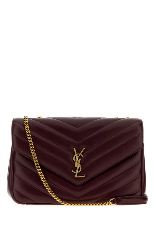 Большая кожаная сумка через плечо Lou Lou от SAINT LAURENT бордового цвета (803541AAEAX)