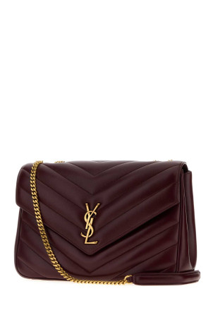Большая кожаная сумка через плечо Lou Lou от SAINT LAURENT бордового цвета (803541AAEAX)