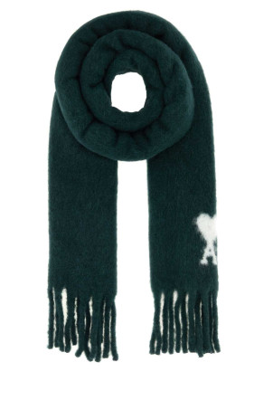 Bottle green alpaca blend scarf AMI (USF673AW0004)