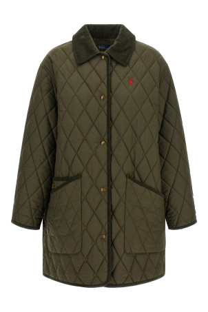 Стегана куртка з набиванням та вишивкою, зелена POLO RALPH LAUREN 211971180002