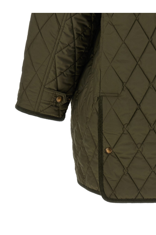 Quilted Padded Jacket With Embroidery Green