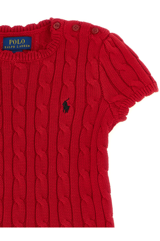 Braided knit dress Red