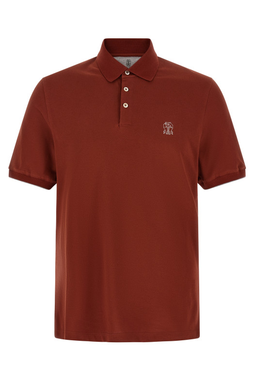 Logo embroidery polo shirt Red