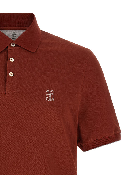 Logo embroidery polo shirt Red