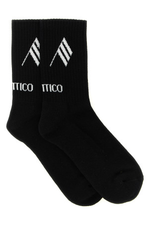 Шкарпетки з інтарсією у вигляді логотипу  Чорно-сірі THE ATTICO 261WAK00021CCC101AA414