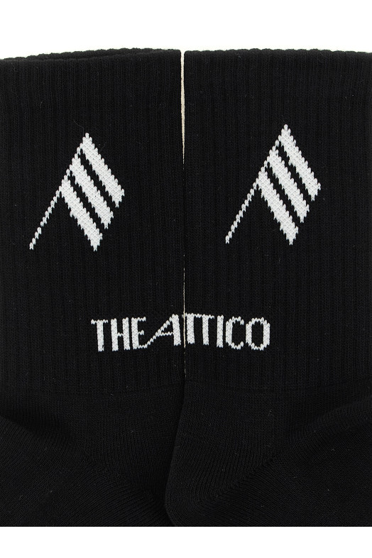 Носки с интарсией в виде логотипа  Черно-серые THE ATTICO 261WAK00021CCC101AA414
