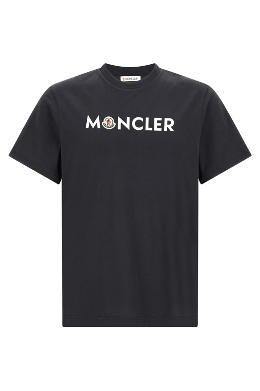 Футболка с логотипом на груди  Синяя MONCLER L20918C0005189B8Q778