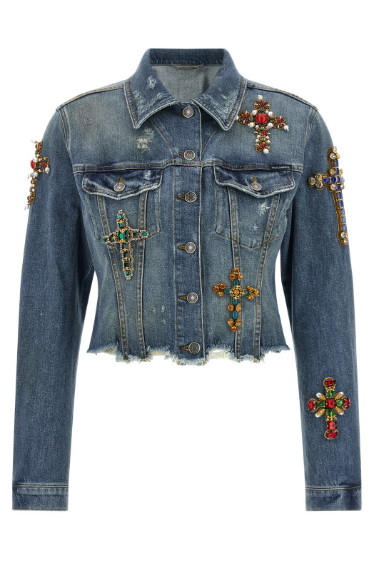 Джинсова куртка «Cross», синя DOLCE & GABBANA F9U67ZG8PG6S9001