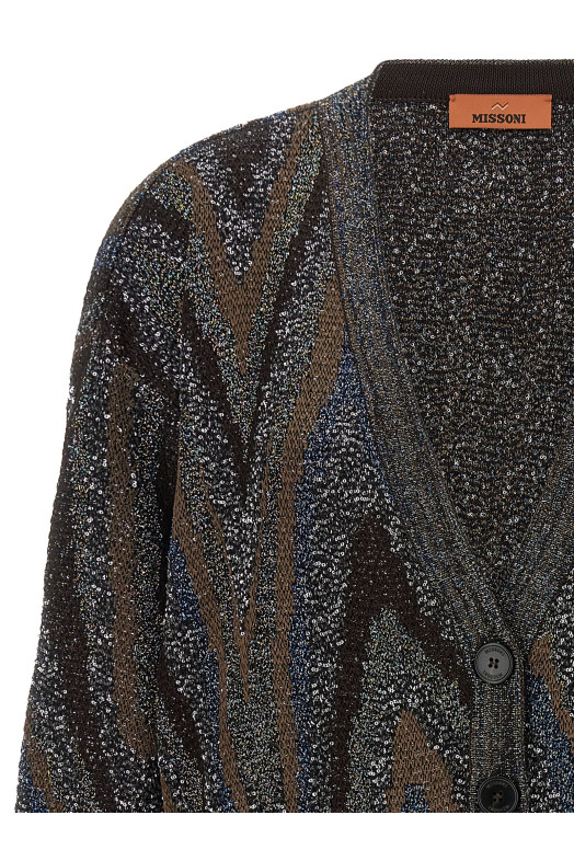 Кардиган с пайетками в зигзагообразном узоре, разноцветный MISSONI DS26WM1GBK01LYS91U7